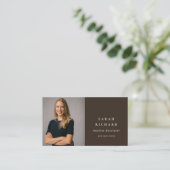 Carte De Visite Chic Simple Minimal foncé Brown photo professionne (Debout devant)