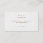 Carte De Visite Chic Simple Nom Feuilles blancs FAUX Linge beige (Dos)