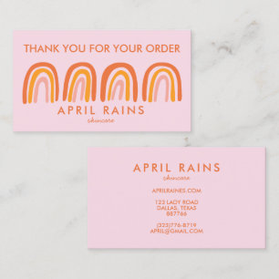 Carte De Visite Chic simple rose orange arc-en-ciel ORDER MERCI