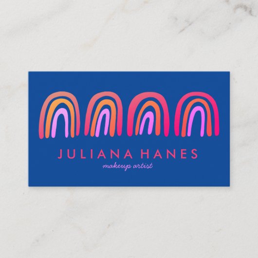 Carte De Visite Chic simple rose orange bleu arc-en-ciel (Devant)