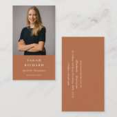 Carte De Visite Chic Simple Rouille Minimale Orange Photo Professi (Devant / Derrière)