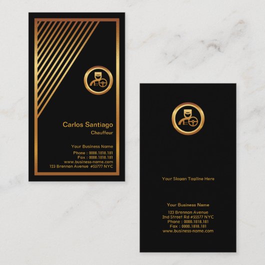 Carte De Visite Chic Simple Unique En Triangle D'Or Triangle Taxi (Devant / Derrière)