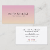 Carte De Visite Chic Soft Gradient rose Orange pêche Médias sociau (Devant / Derrière)