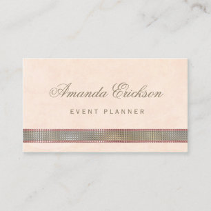 Carte De Visite Chic Soft Peach FAUX Sequin Shimmer Event Planner