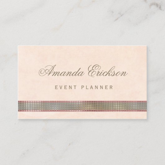 Carte De Visite Chic Soft Peach FAUX Sequin Shimmer Event Planner (Devant)