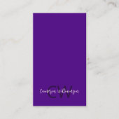 Carte De Visite Chic Solid Indigo violet Monogramme QR Code Social (Devant)