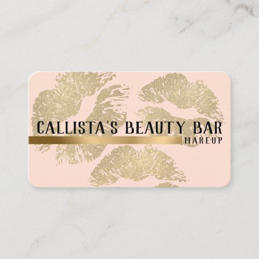Carte De Visite Chic Sparkly Gold Parties scintillant Lips maquill (Devant)