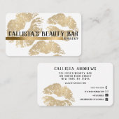 Carte De Visite Chic Sparkly Gold Parties scintillant Lips maquill (Devant / Derrière)