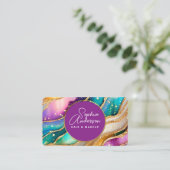 Carte De Visite Chic Sparkly Parties scintillant Golden Rainbow Ag (Debout devant)