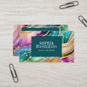 Carte De Visite Chic Sparkly Parties scintillant Golden Rainbow Ag