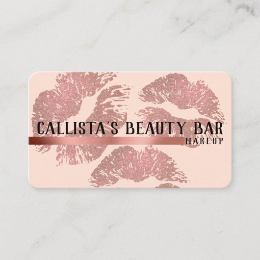 Carte De Visite Chic Sparkly Rose Gold Parties scintillant Lips ma (Devant)
