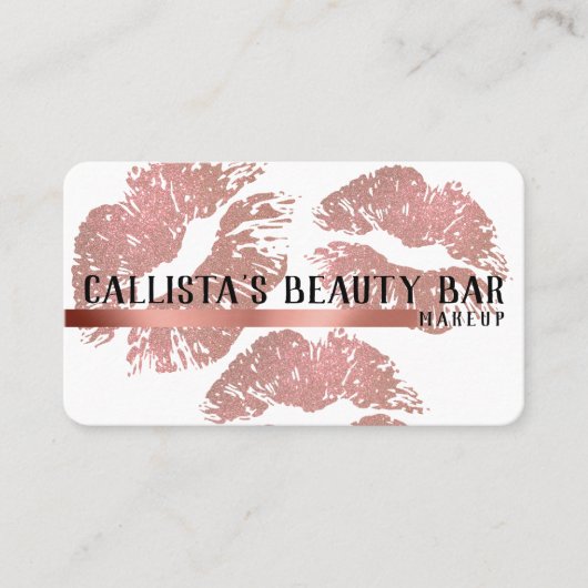 Carte De Visite Chic Sparkly Rose Gold Parties scintillant Lips ma (Devant)