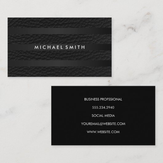 Carte De Visite Chic Stripes Faux Cuir (Devant / Derrière)