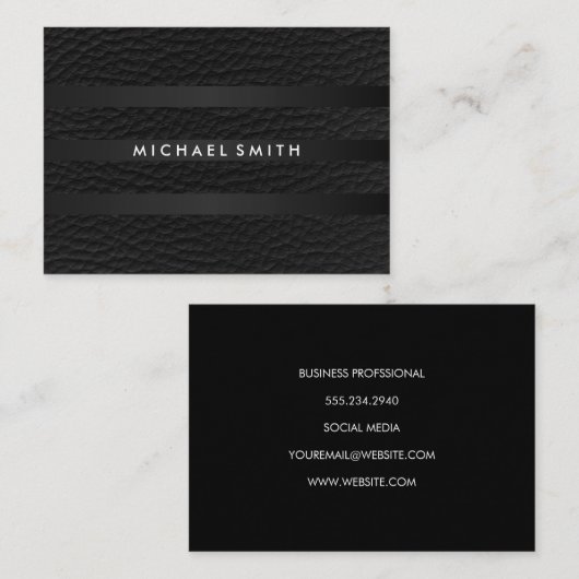 Carte De Visite Chic Stripes Faux Cuir (Devant / Derrière)