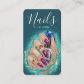 Carte De Visite Chic Studio d'Art des Ongles Artiste Manucure Vert (Devant)