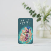 Carte De Visite Chic Studio d'Art des Ongles Artiste Manucure Vert (Debout devant)