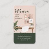 Carte De Visite Chic Stylish Workstation Bureau Médias sociaux (Devant)