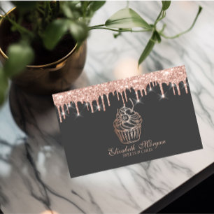 Carte De Visite Chic Sucres Cupcake Rose Gold Drivers Boulangerie