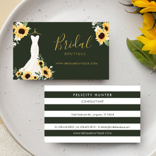 Carte De Visite Chic Sunflower Mariage robe Boutique nuptiale