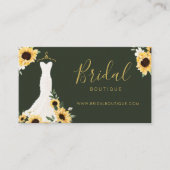 Carte De Visite Chic Sunflower Mariage robe Boutique nuptiale (Devant)