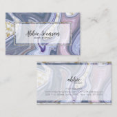 Carte De Visite Chic Tendance Agate Violette et Marbre Doré (Devant / Derrière)