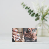 Carte De Visite Chic tendance code QR moderne ongles photo Busines (Debout devant)