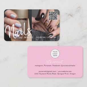Carte De Visite Chic tendance code QR moderne ongles photo Busines
