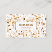 Carte De Visite Chic terrazzo élégant Brown Terracotta CUSTOM QR (Devant)