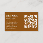 Carte De Visite Chic terrazzo élégant Brown Terracotta CUSTOM QR (Dos)