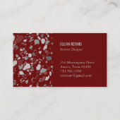 Carte De Visite Chic terrazzo élégant gris gris rouge (Dos)
