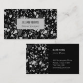 Carte De Visite Chic terrazzo élégant gris noir (Devant / Derrière)
