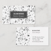 Carte De Visite Chic terrazzo élégant gris noir gris blanc (Devant / Derrière)