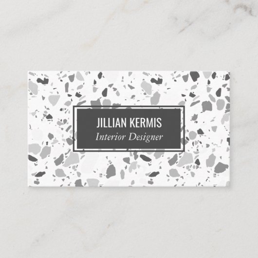 Carte De Visite Chic terrazzo élégant gris noir gris blanc (Devant)