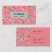 Carte De Visite Chic terrazzo élégant gris rose (Devant / Derrière)