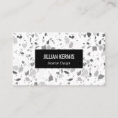 Carte De Visite Chic terrazzo élégant noir blanc PERTOM (Devant)