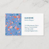 Carte De Visite Chic terrazzo élégant rose bleu (Dos)