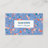 Carte De Visite Chic terrazzo élégant rose bleu (Devant)