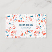 Carte De Visite Chic terrazzo élégant rose bleu CUSTOM (Devant)