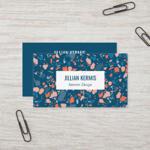 Carte De Visite Chic terrazzo élégant rose bleu CUSTOM