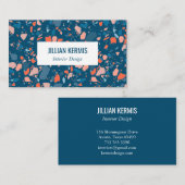 Carte De Visite Chic terrazzo élégant rose bleu CUSTOM (Devant / Derrière)