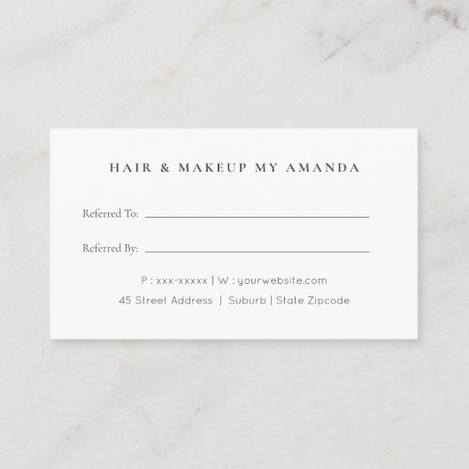 Carte De Visite Chic Tropical Coastal Palm Trees Référer Un Ami (Dos)