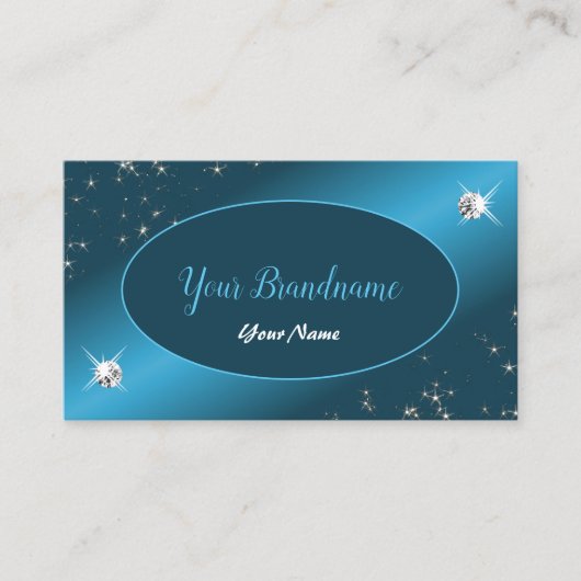 Carte De Visite Chic Turquoise Gradient Parties scintillant Etoile (Devant)