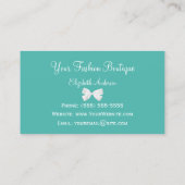 Carte De Visite Chic Turquoise Lime Stripes White Bow Boutique (Dos)