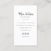 Carte De Visite Chic Typographie De Script Moderne Simple Photogra (Dos)