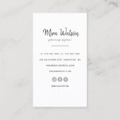 Carte De Visite Chic Typographie De Script Moderne Simple Photogra (Dos)