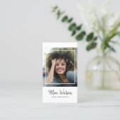Carte De Visite Chic Typographie De Script Moderne Simple Photogra (Debout devant)