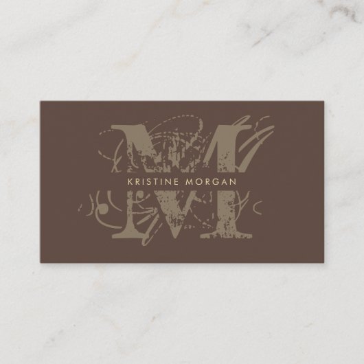 Carte De Visite Chic typography brown monogram name (Devant)