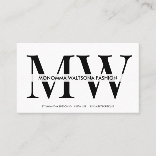 Carte De Visite Chic typography monogram lettering name (Devant)