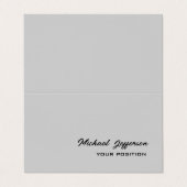 Carte De Visite Chic Unique Script Gris (Extérieur déplié)