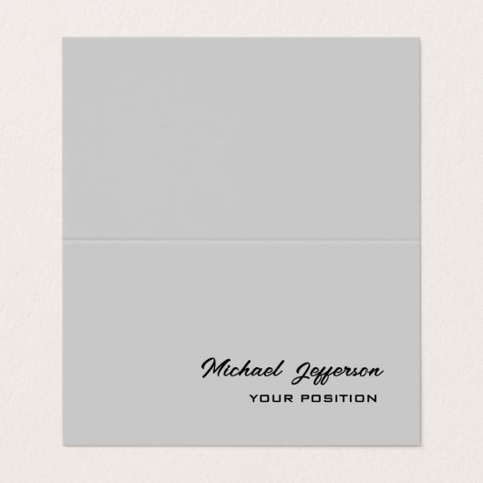 Carte De Visite Chic Unique Script Gris (Extérieur déplié)